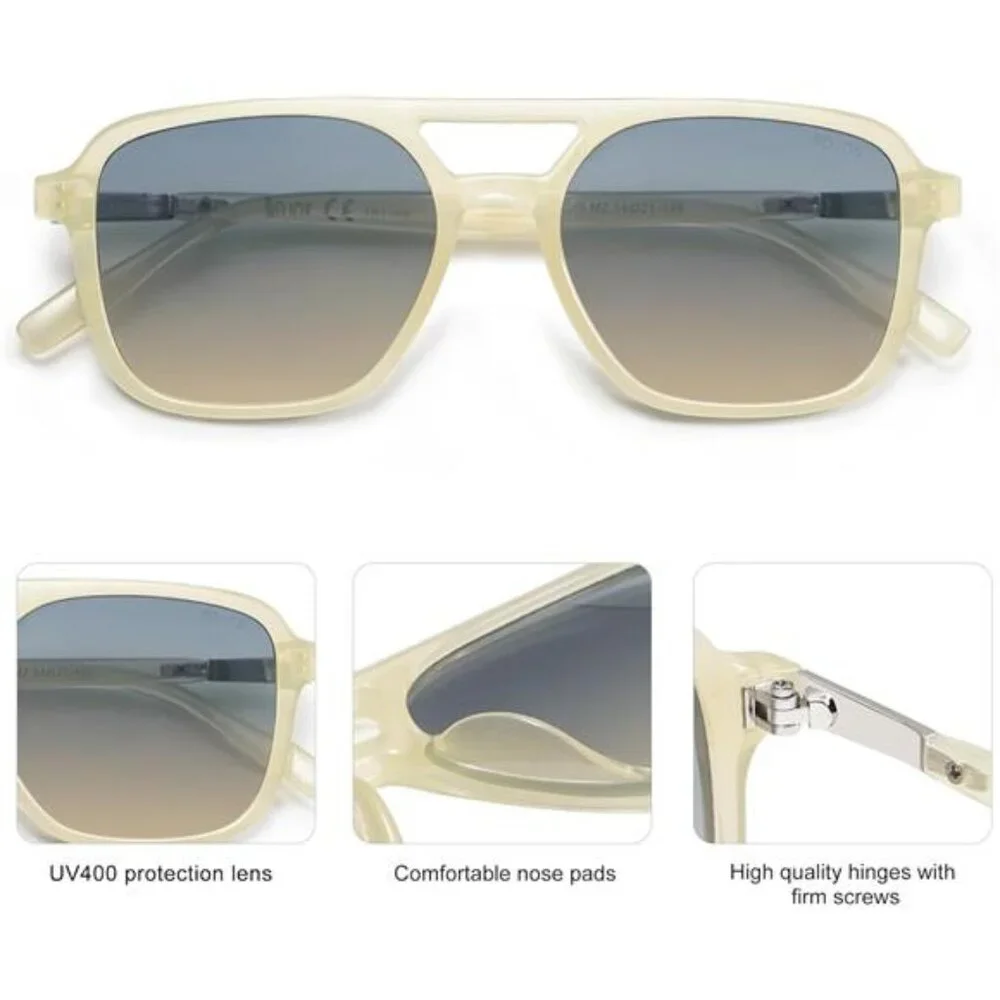 Retro Aviator Sunglasses for Women Men Yellow/Blue